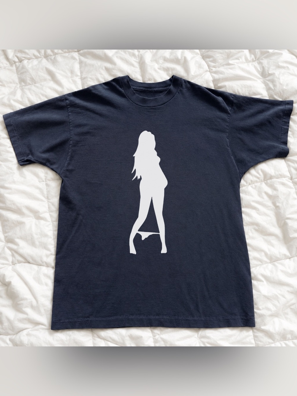 Retro Black Women's Graphic Tee with White Silhouette 90s style